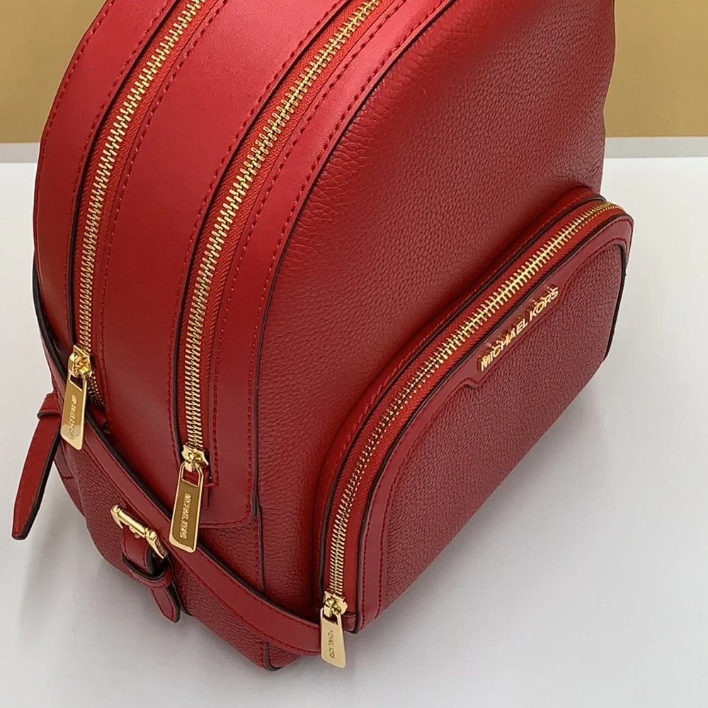 MICHAEL KORS JAYCEE MEDIUM ZIP POCKET BACKPACK COLOR: Bright Red NWT